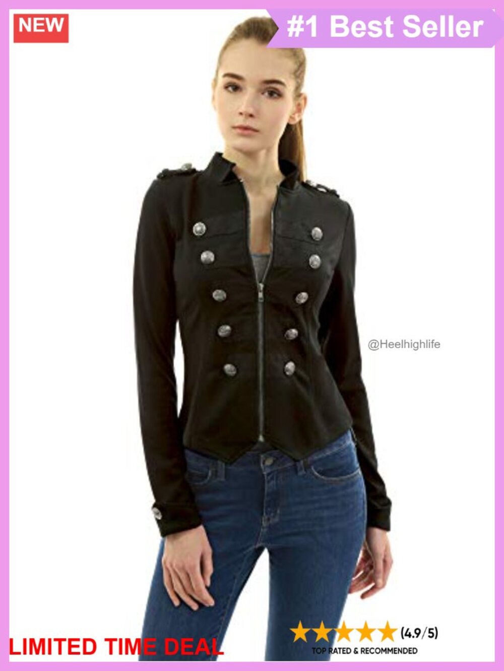 Zip Front Stand Collar Military Light Jacket Slim Fit Casual
